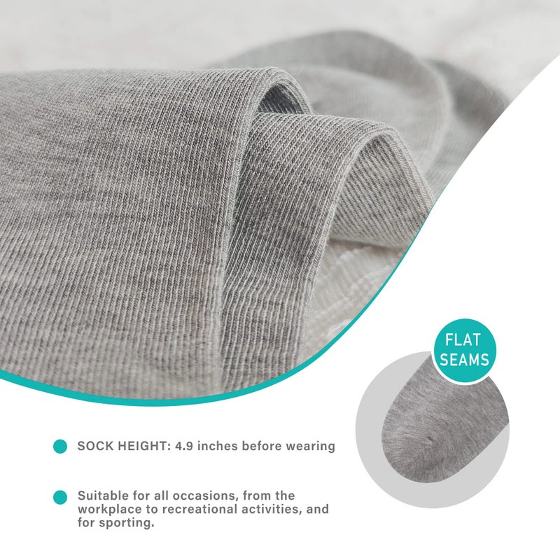 SERISIMPLE Viscose Bamboo Men's Breathable Quarter Thin Ankle High Socks - Comfort Cool Soft 5 Pairs (Large, Grey) - Image 3